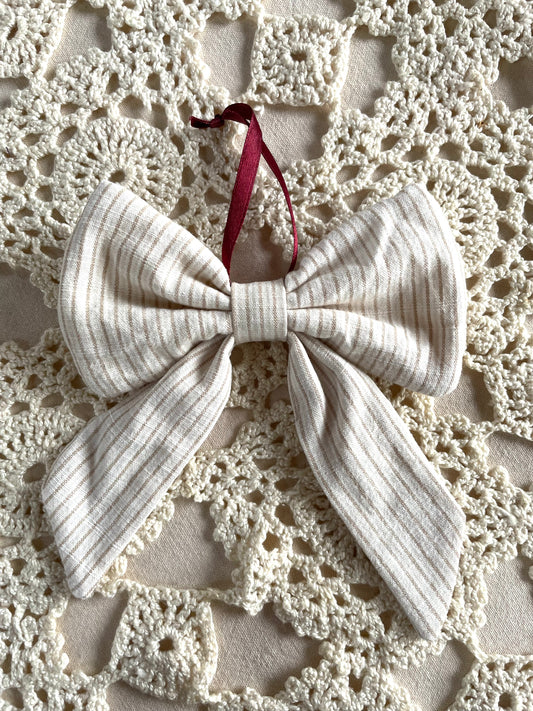 Sløjfe lille - stribet hør/bomuld