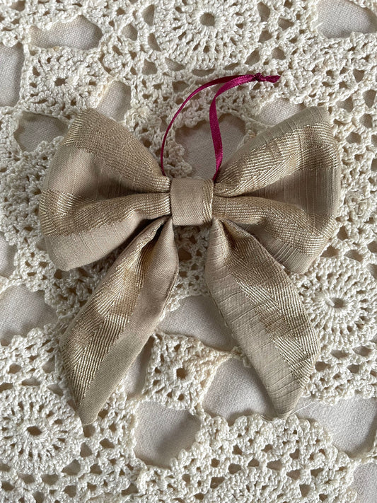 Sløjfe lille - beige/guld