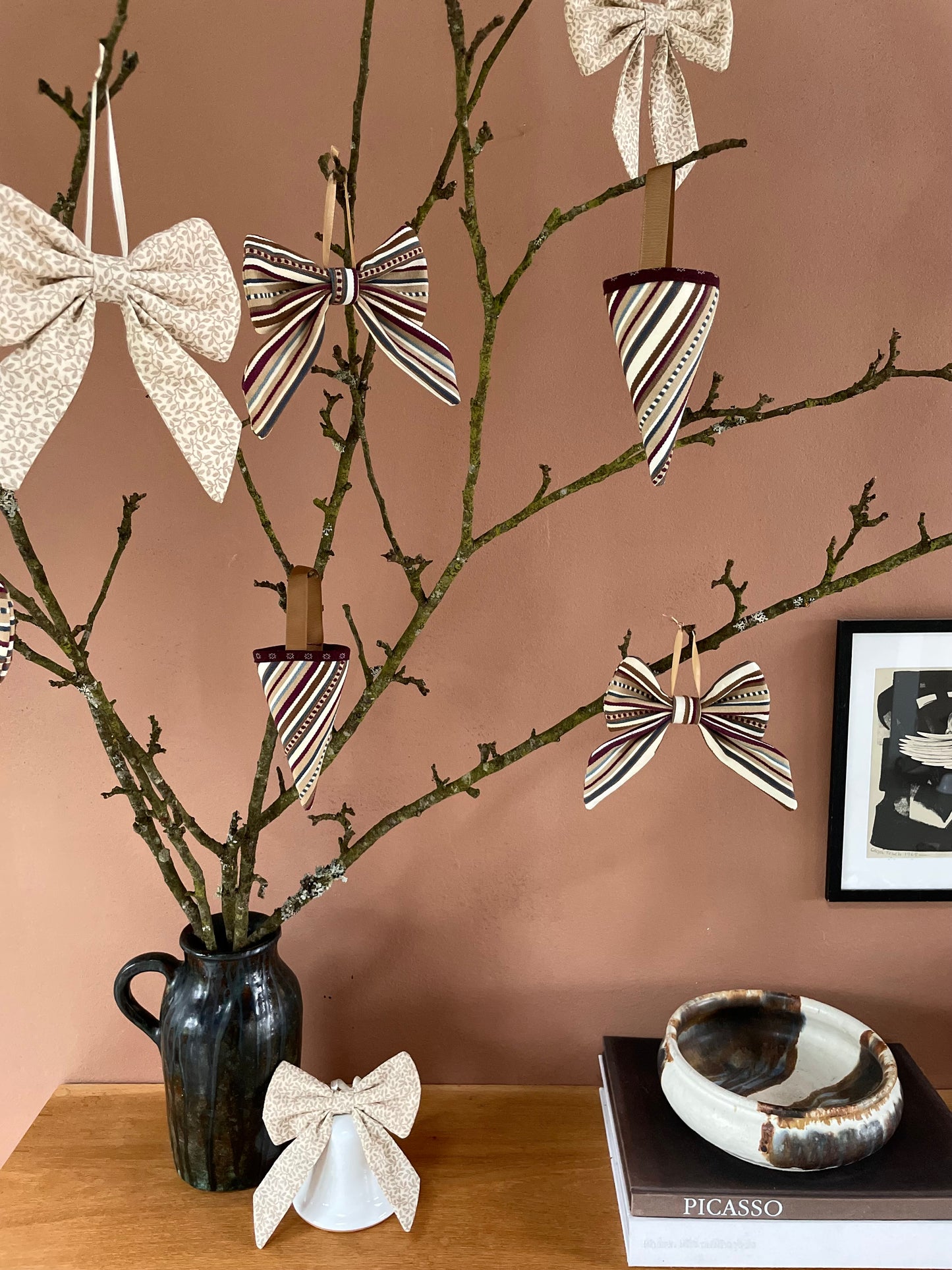 Sløjfe lille - stribet bomuld